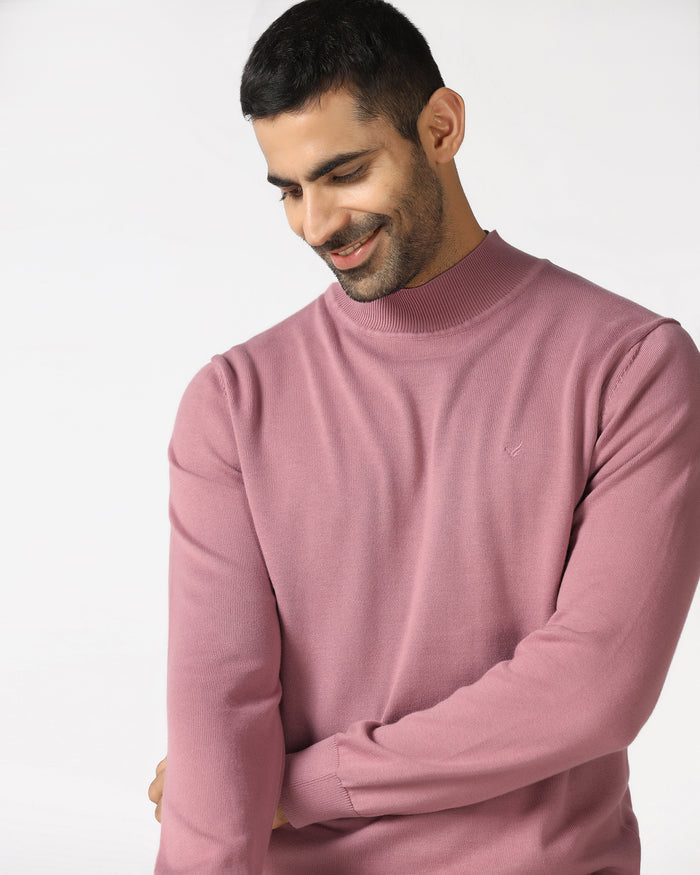 Lilac High Neck Solid Sweatshirt - Papa