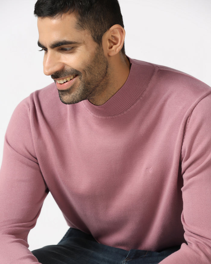 Lilac High Neck Solid Sweatshirt - Papa