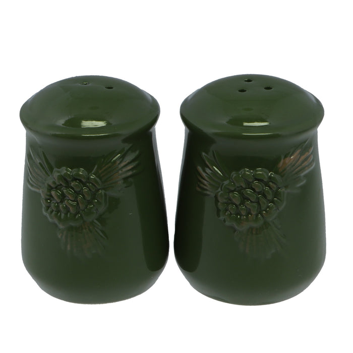 ceramic green salt and pepper shakers