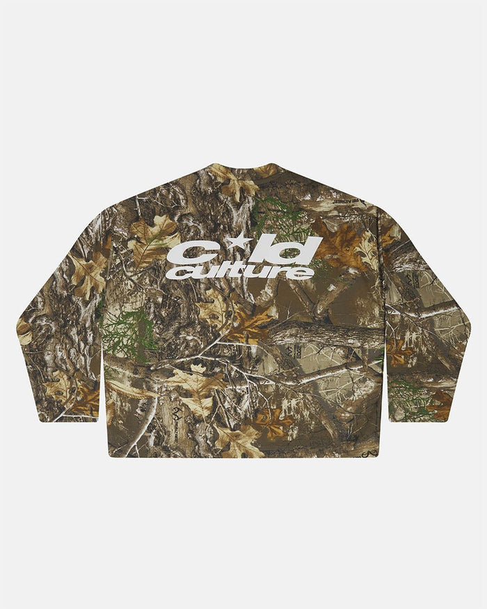 LONGSLEEVE REALTREE EDGE - brown camo longsleeve tee, back view - Cold Culture