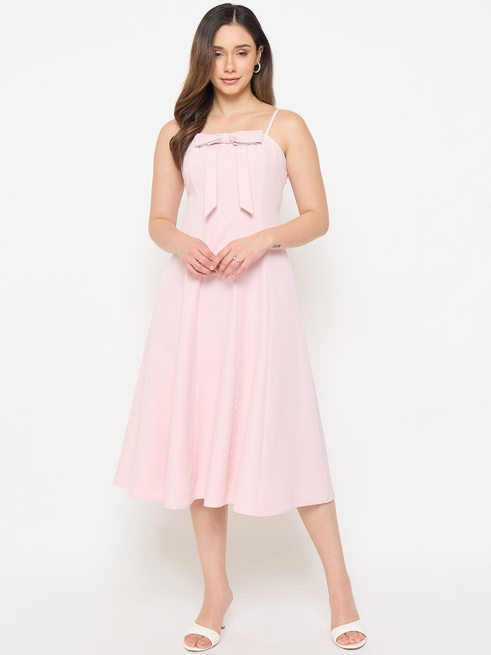 Madame Bow Accented Pink Camisole Dress