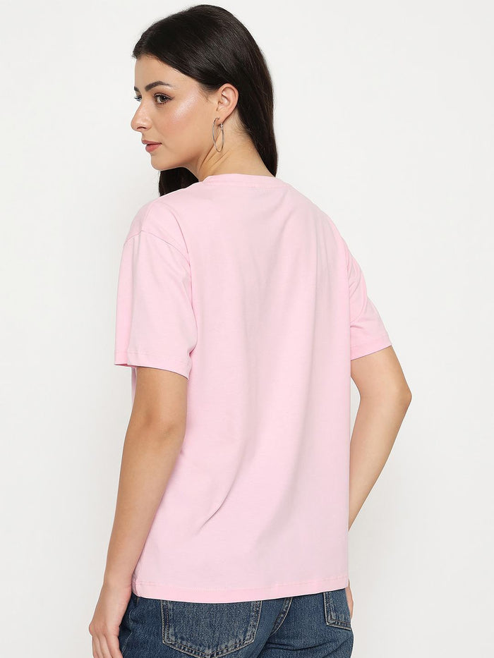Madame Cotton Graphic Print Pink T-shirt