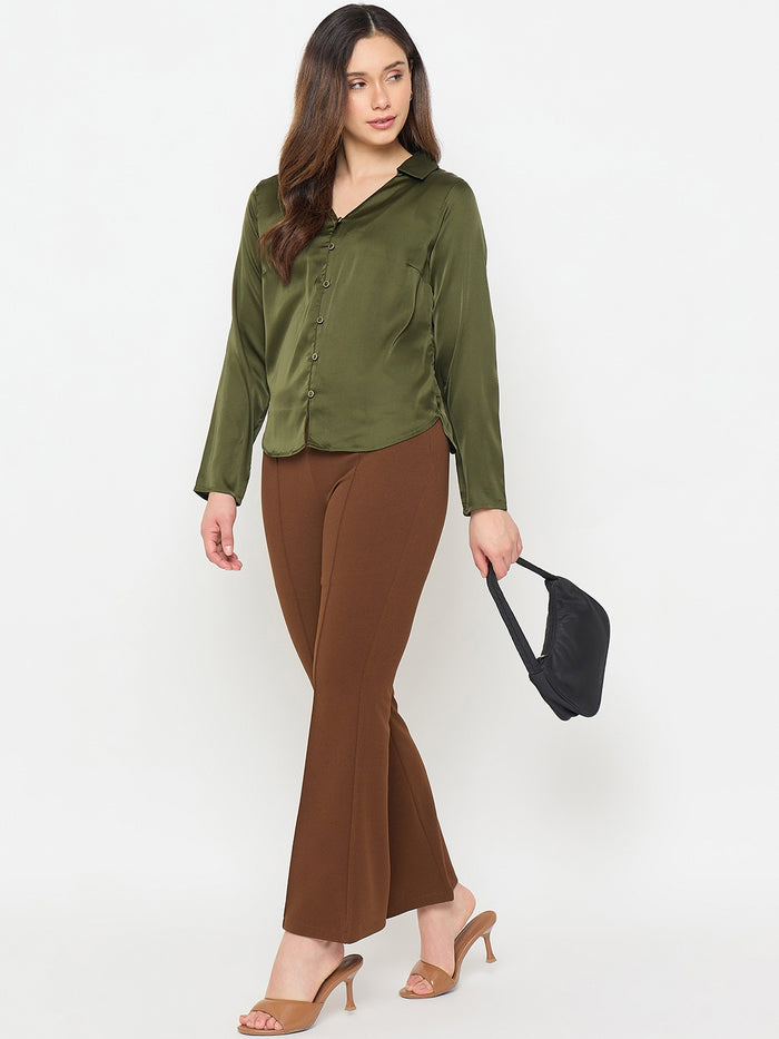 Madame Olive V-Collar Solid Shirt