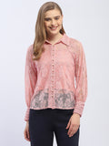 Madame Pleated Cuff Pink Lace Shirt