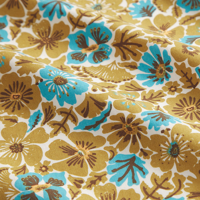 Magnolia Cotton Sheets - Turquoise Fitted Sheet / Cot