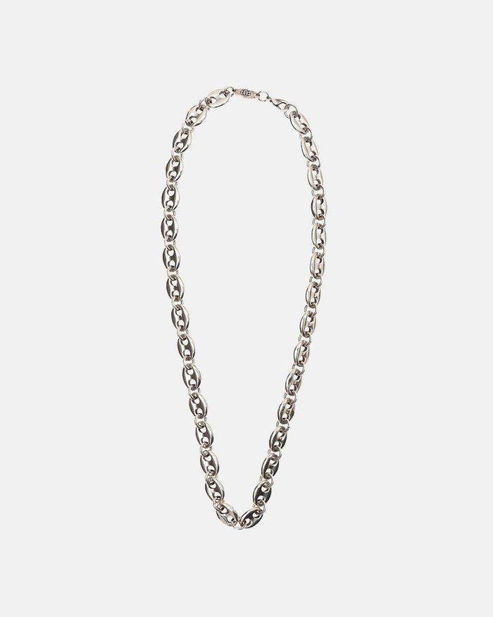 MARINE CHAIN - chunky silver chain necklace, flat lay - Cold Culture