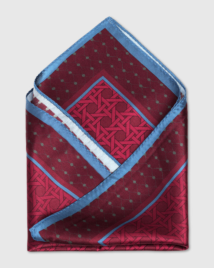 Maroon Printed 100% Silk Pocket Square - Wallio