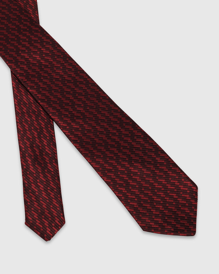 Maroon Silk Printed Tie - Welburn