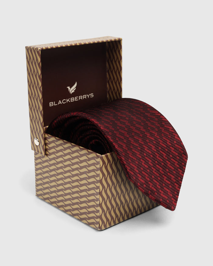 Maroon Silk Printed Tie - Welburn