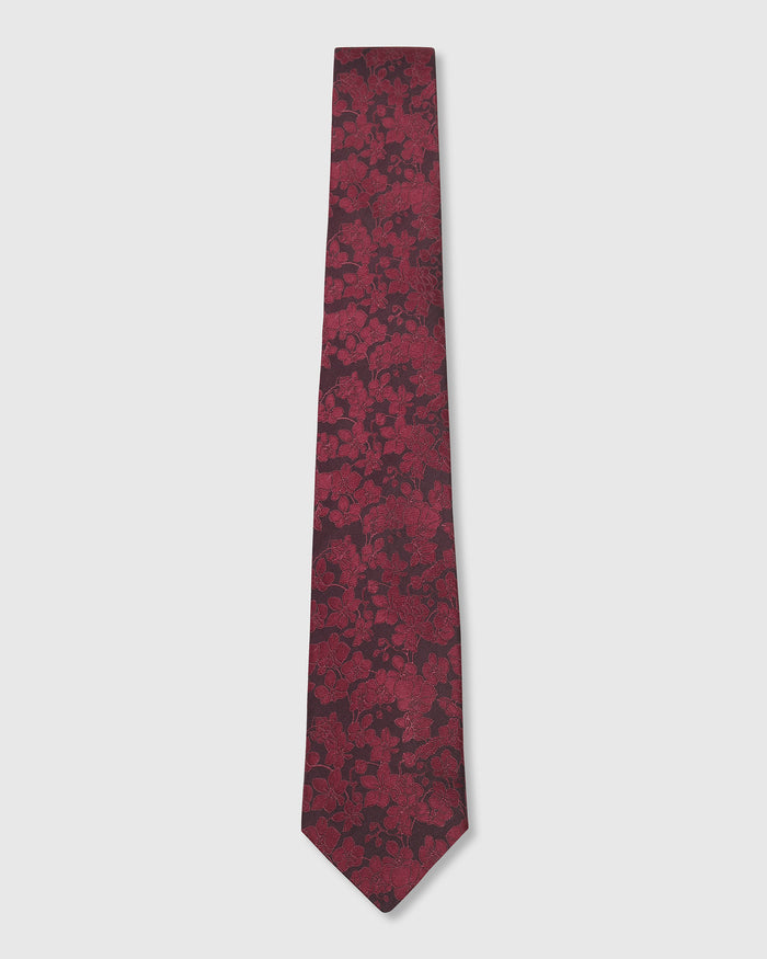 Maroon Silk Printed Tie - Whitmore