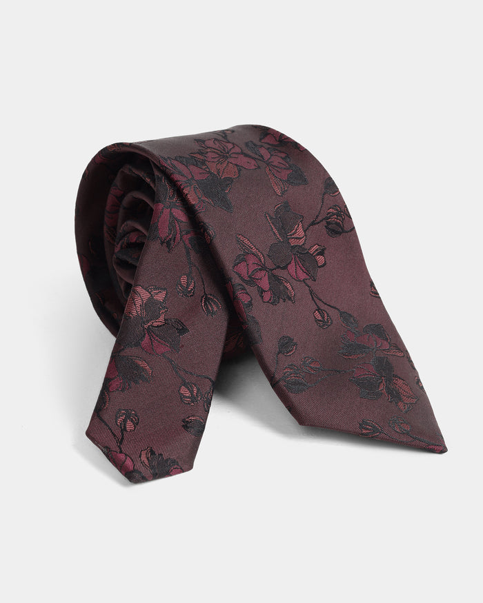 Maroon Silk Jacquard Tie - Willmar
