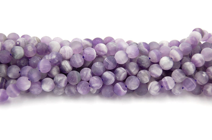 Matte Amethyst Beads, 8mm natural round Frosted beads  -15 inch strand