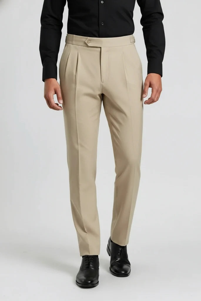 Men Premium Beige Formal Gurkha Pant-Front