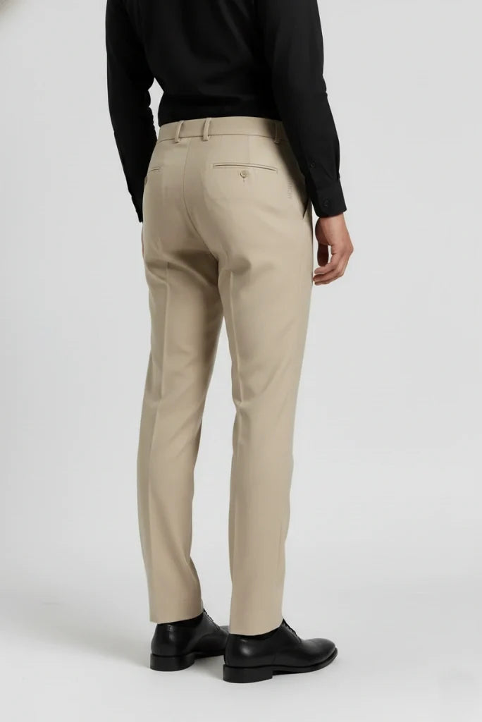 Beige High Waist Gurkha Pants Men-Back
