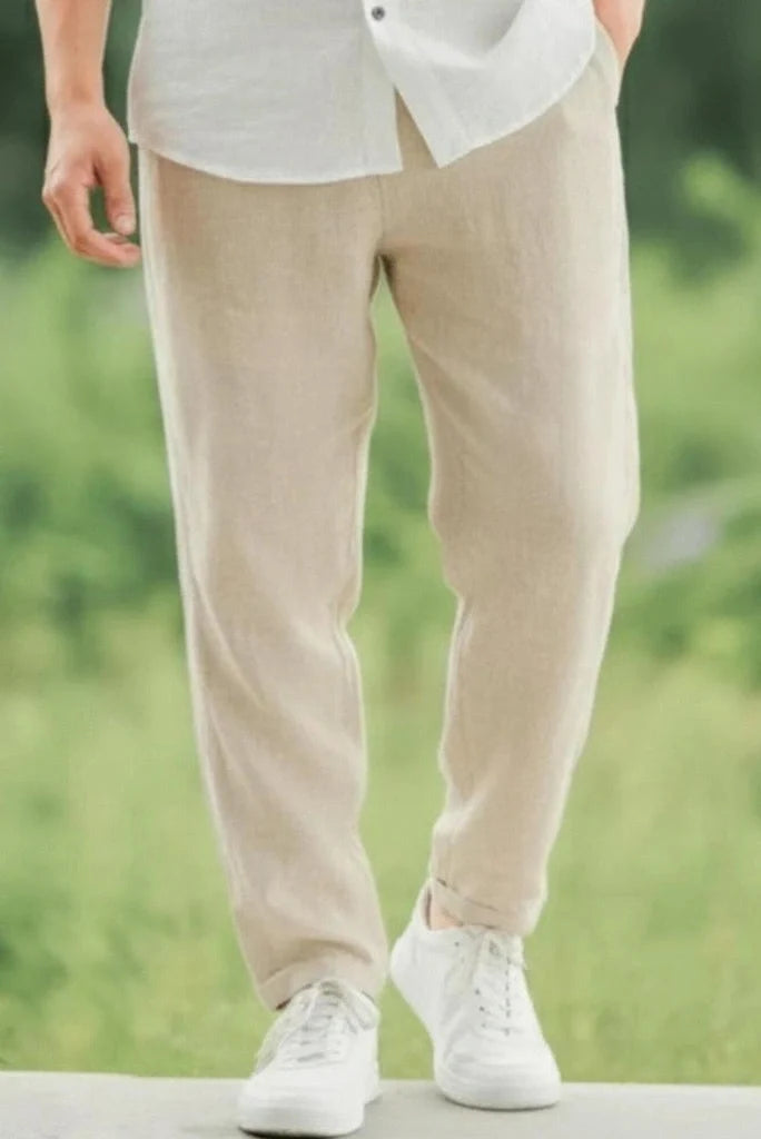 Men Beige Relaxed Fit Pant-Front