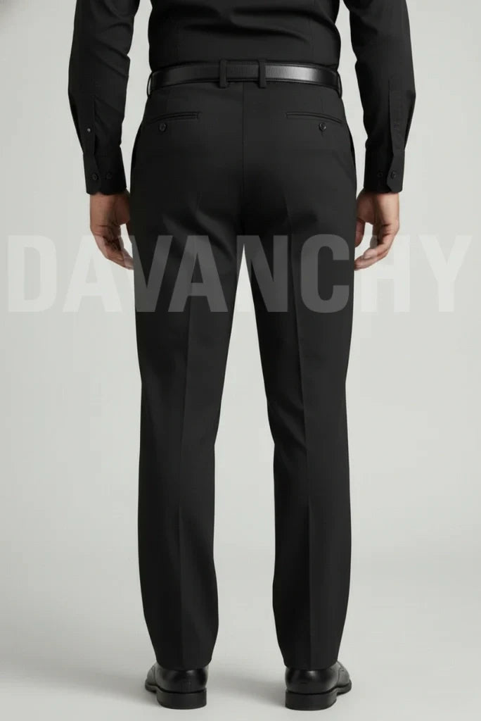 Men Black Office Pant-Back