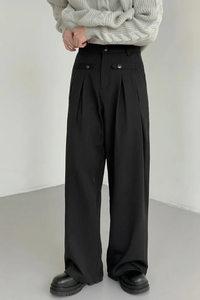 Black Flared Trouser for Men-Front
