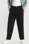 Men Black Casual Loose Fit Korean Trouser-Front