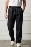 Black Linen Trouser for Men-Front