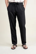 Men Premium Casual Linen Trouser Black-Front