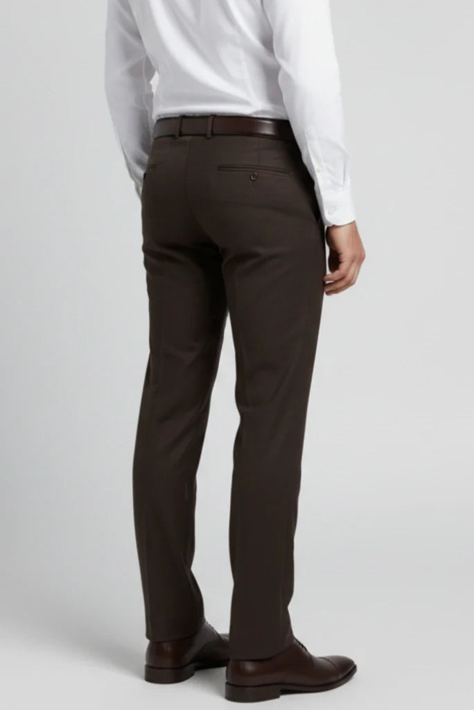 Classic Brown Formal Pant for Men Dress Trouser-Back