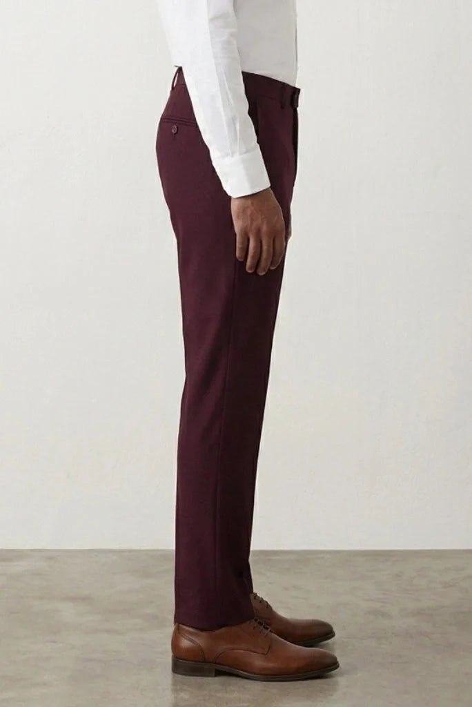 Men Burgundy Regular Fit Trouser-Side