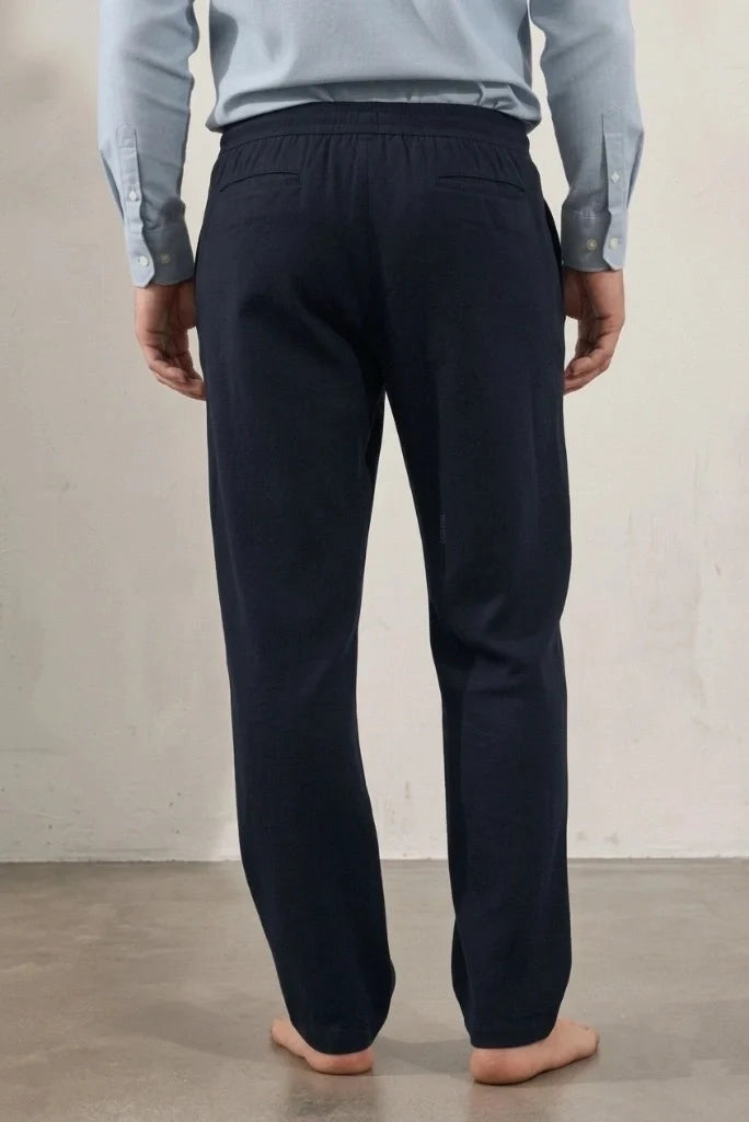Navy Blue Cotton Pants-Back