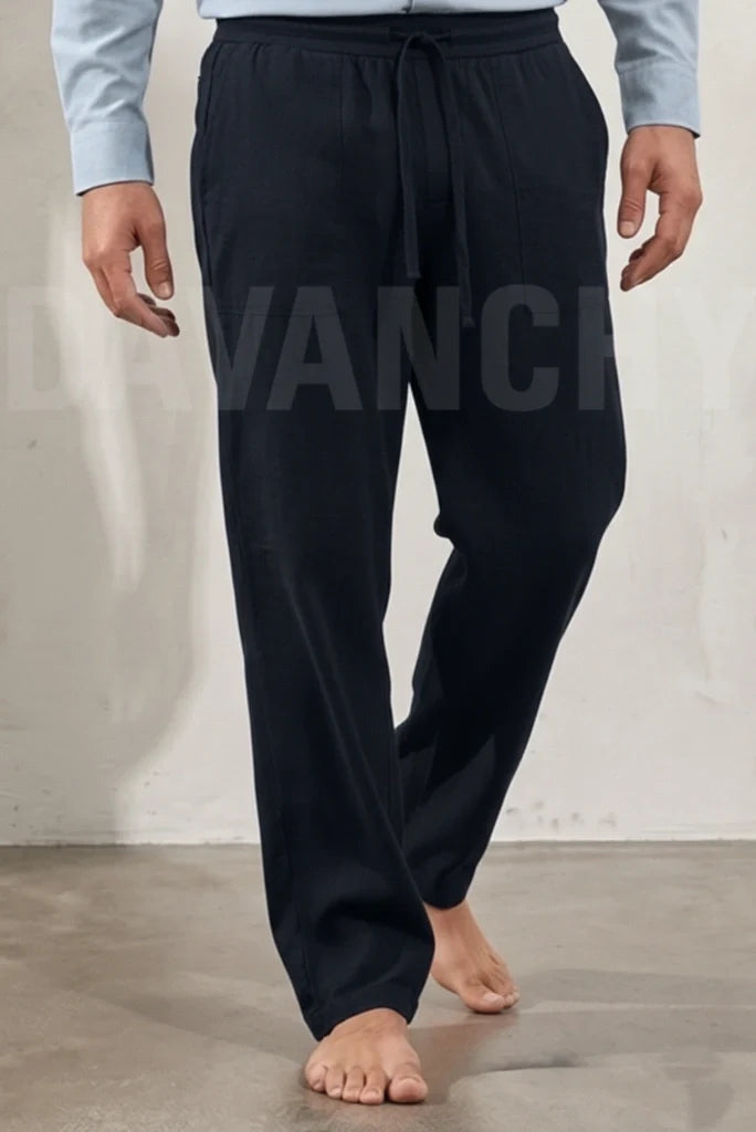 Dark Navy Blue Cotton Trouser-Front