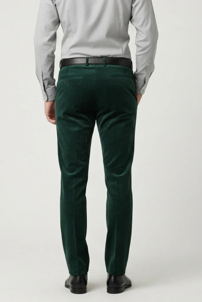 Premium Emerald Green Formal Velvet Pant for Men-Front