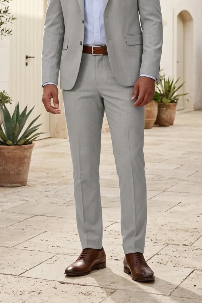Men Grey Formal Pant-Front