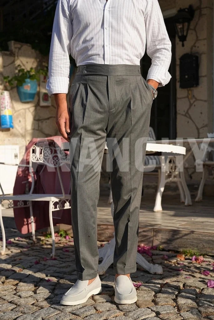 Men Grey Gurkha Pant-Front
