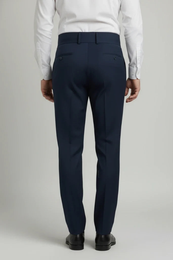 Smart Casual Navy Blue Gurkha Pant-Back