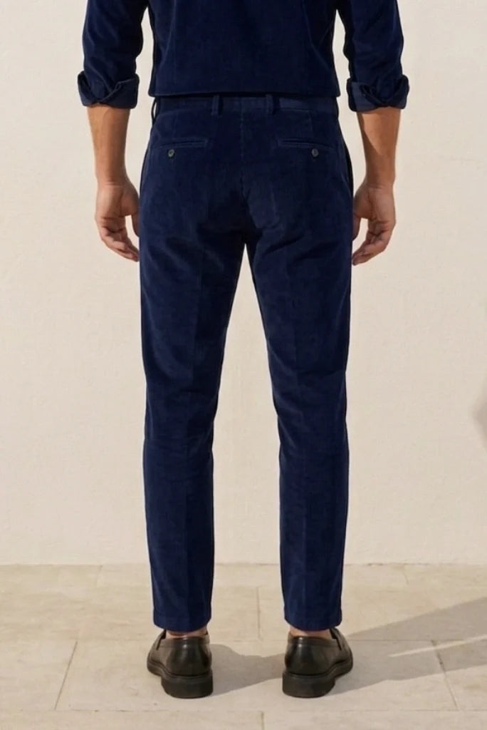 Men Navy Blue Party Wear Pant-Back