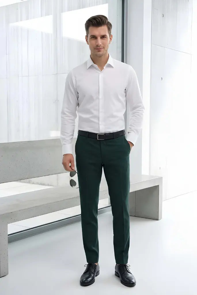 Men Formal Teal Green Pant