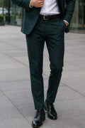 Men Teal Green Formal Pants-Front
