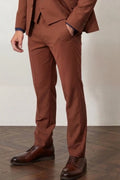 Men Rust Formal Trouser-Front