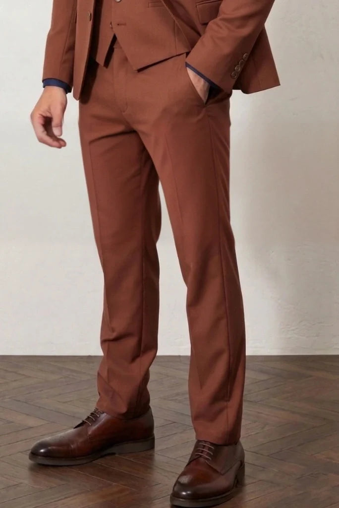 Men Rust Formal Trouser-Front