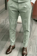 Men Sage Green Formal Pants-Front