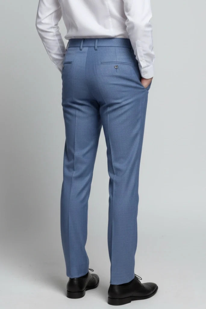 Sky Blue Classic Formal Trouser for Men-Back