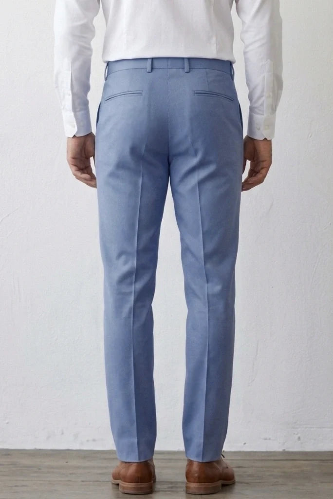 Men Steel Blue Formal Pant-Back