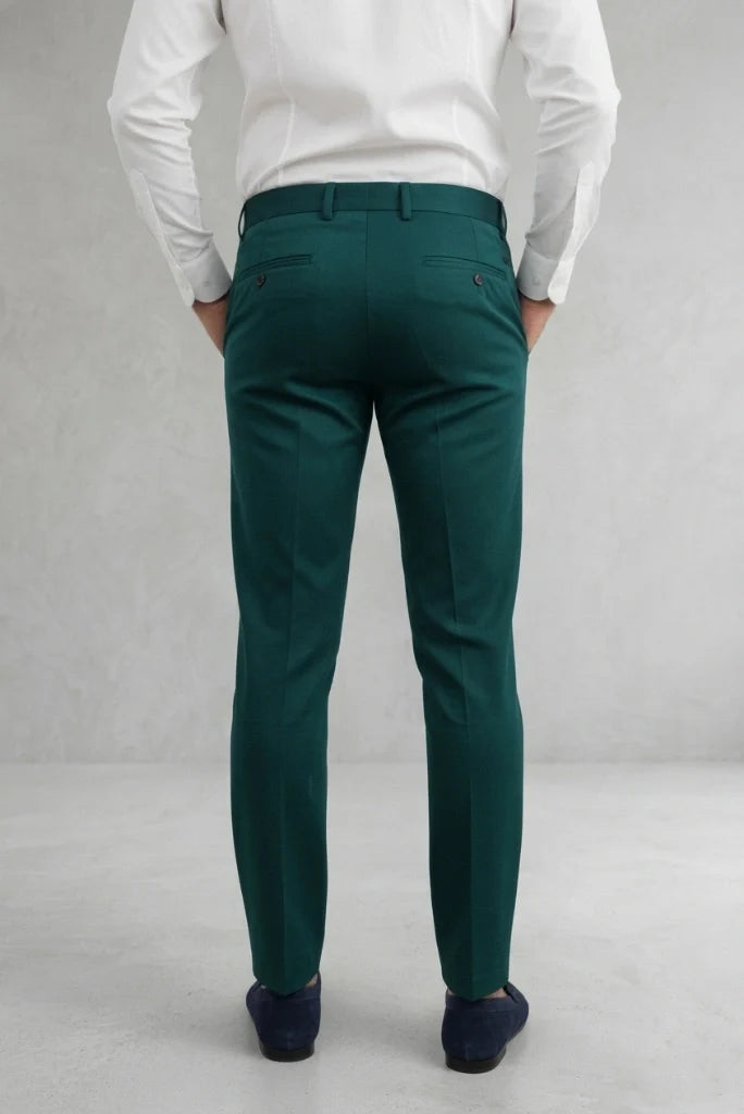 Teal Green Formal Pant for Men-Back