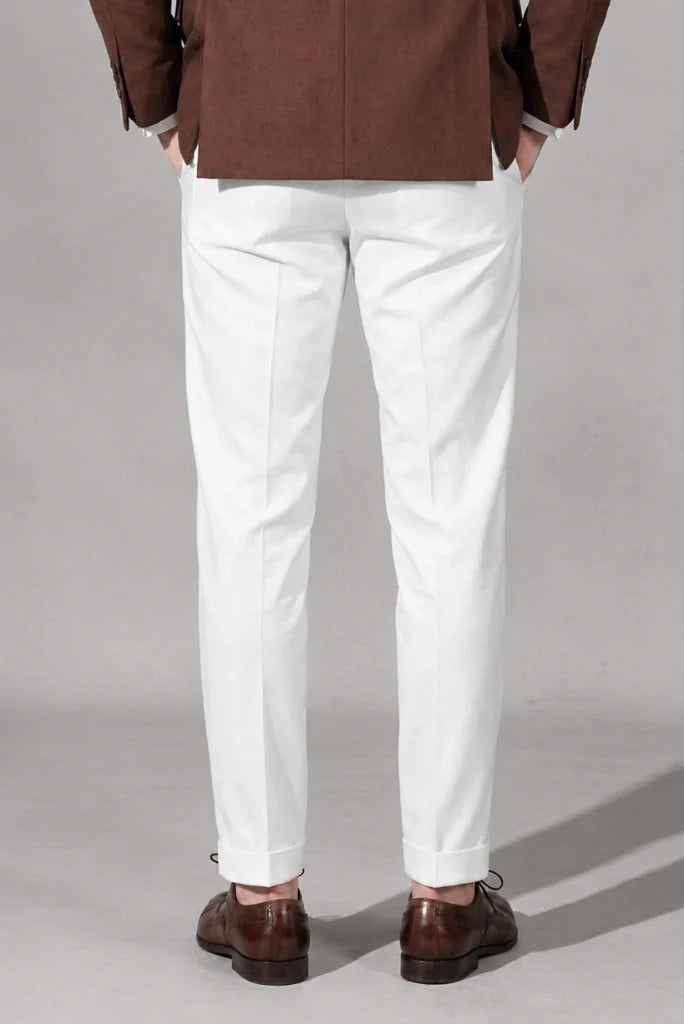 Men White Regular Fit Trouser-Back