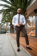 Stylish men’s formal brown pant with white shirt- Front
