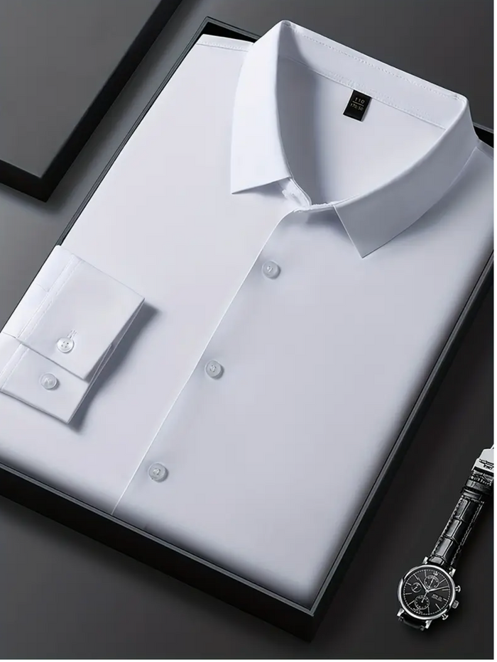 Men's Breathable Quick-Dry Dress Shirt -  Wrinkle-Resistant  - YKB-8091 White