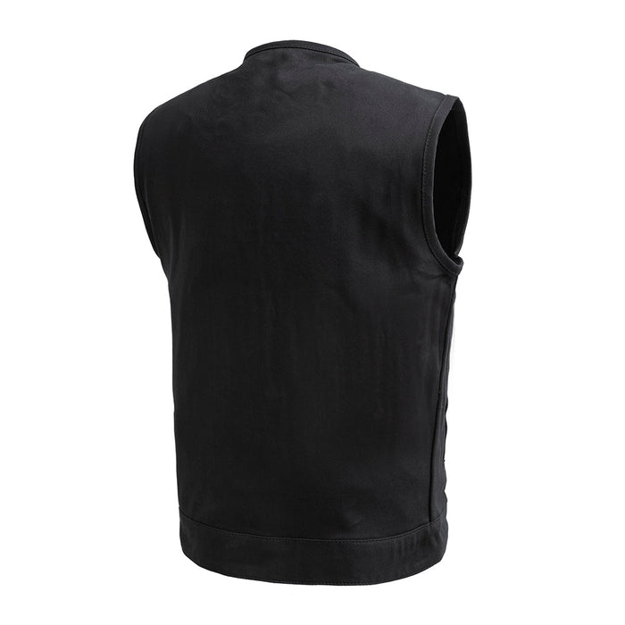 Men's No Limit Vest Twill: True to size
Made in Jet Black Lightweight Twill fabric
Roll up collar
Two chest pockets with snap