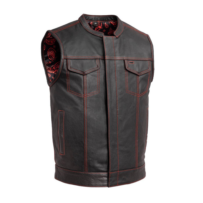 Men's Paisley Leather Cut in Red front view