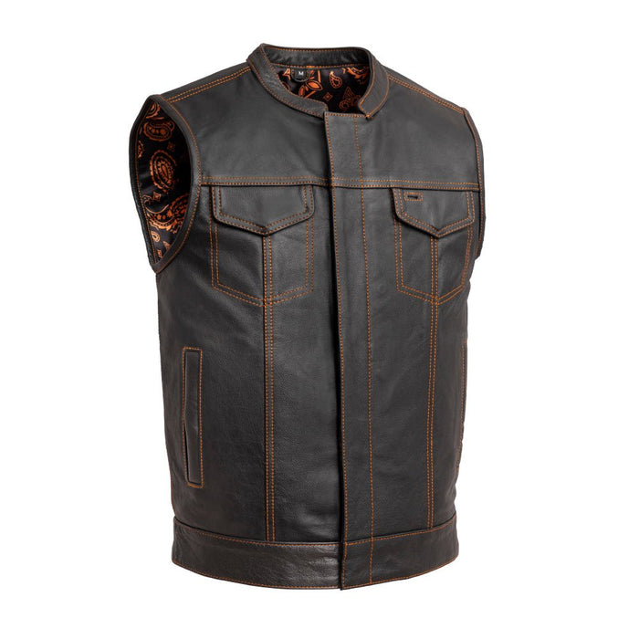 Men's Paisley Leather Cut in Orange front view