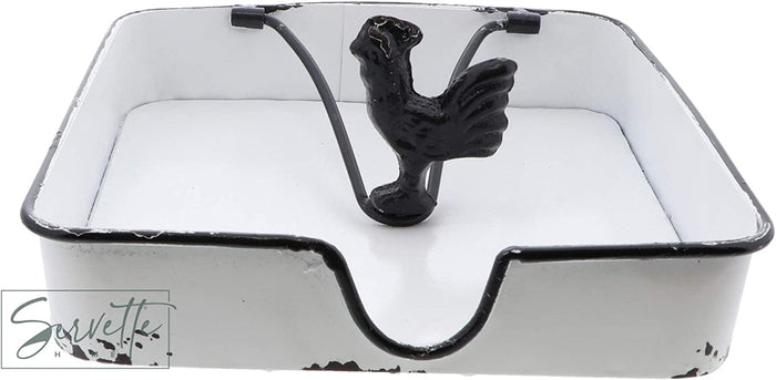 Metal Napkin Holder with Rooster Weight