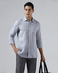 Mid Blue Linen Solid Shirt - Stelo