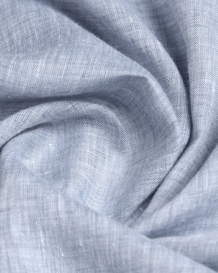 Mid Blue Linen Solid Shirt - Stelo